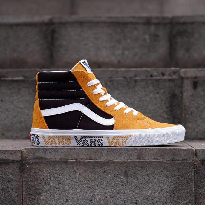 Sepatu Pria Vans Sk8-hi Logo Check Sunflower Orinal 100% BNIB Murah