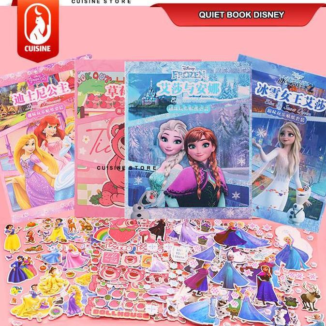 Quiet book Busy book Disney Buku mainan Sticker Book Princess Elsa Frozen Lotso