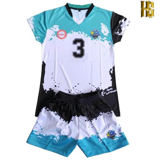 Tahan Lama Stelan Jersey Voli Wanita Full Printing Volly / Volleyball Baju Olahraga Sport