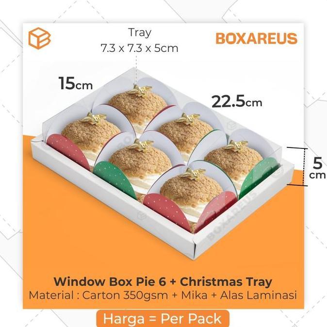 Box Natal Pie Packaging Mika Sekat 6 Dus Kue Christmas Tart Packaging | WB Pie 6