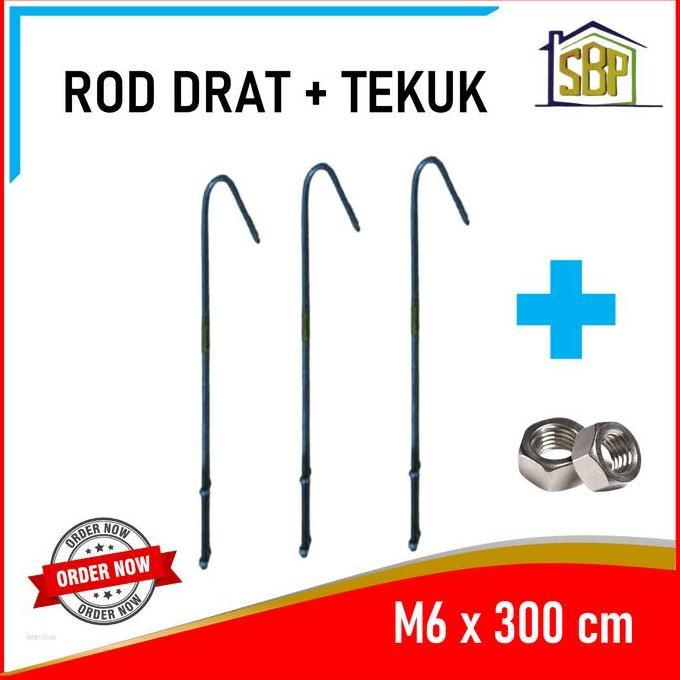 Suspension Rod Drat + Tekuk M6 x 300 Cm Kawat Gantungan Plafon
