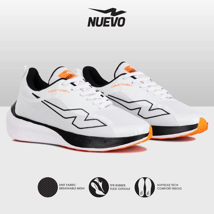NUEVO - Sepatu Lari Pria Wanita Runastic Putih Hitam Sneakers Olahraga Running Outdoor