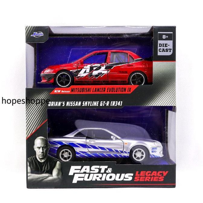 Jada Fast and Furious Legacy Series Brian Nissan Skyline GTR R34 and Mitsubishi Lancer Evolution IX 