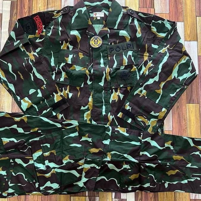 Baju Pdl Setelan Loreng Brimob Jatah Pembagian Cap Teratai Tactical Alvershop_TG