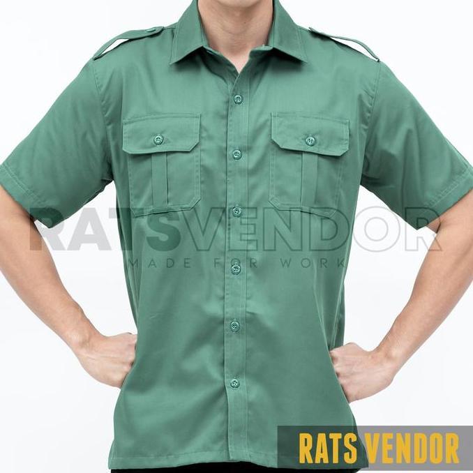 Ratsvendor Kemeja Lapangan / Outdoor / Gunung / Baju PDL Lengan Pendek Warna Hijau Sage