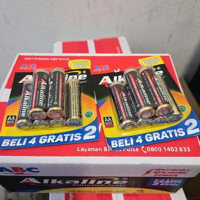 Homefix- Baterai/Batre/Batrai/Battery Abc Alkaline Aa/A2 - 1 Pack Isi 6 Pcs (Jam Dinding/Ukuran Besa