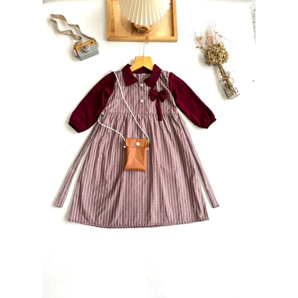 Gamis Anak Perempuan Terbaru 1-9 Tahun | Baju Gamis Model Andini Free Tas Kecil Lucu