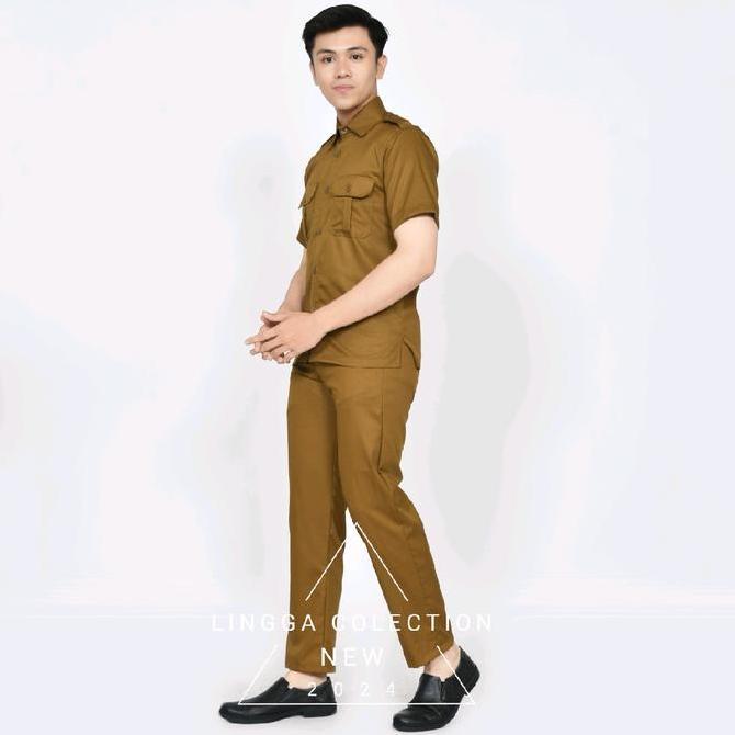 Seragam Baju Dinas ASN Pemda Khaki Pria Kemeja Celana Panjang