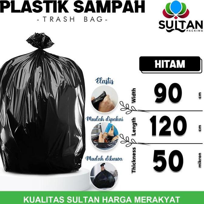 Bersih- Kantong Plastik Sampah 90X120Cm Hitam Tebal Trash Bag Jumbo Anti Bocor