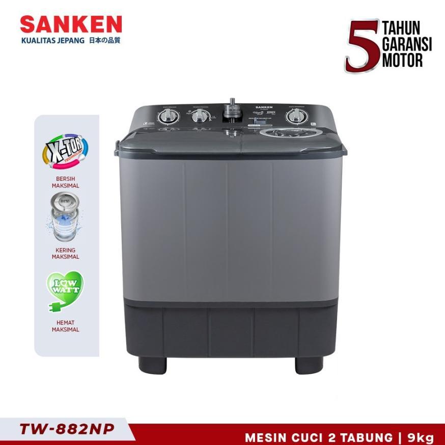 Sanken Mesin Cuci 2 Tabung TW-882NP 9Kg Hitam