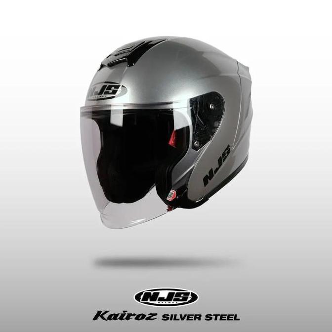 * NJS KAIROZ SILVER STEEL - HELM HALF FACE | KAIROZ | KAIROZ V1 |  KAIROZ POLOS | KAIROZ ORI | NJS O