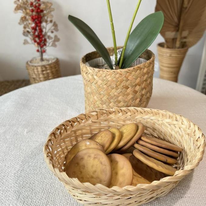 Keranjang Snack / Keranjang Parcel Snack Oval / Piring Bambu Oval AB07