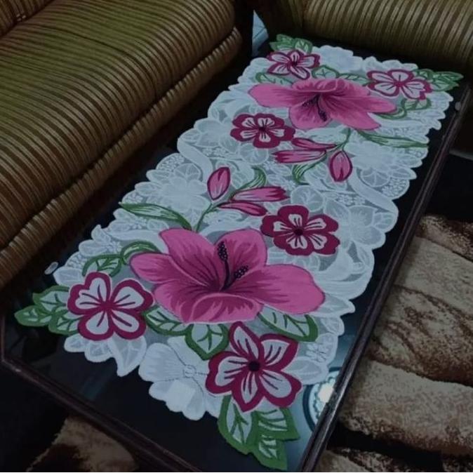 Dekdok- Taplak Meja Ruang Tamu / Taplak Meja Minimalis Motif Bunga Besar / Taplak Meja Tamu Modern T