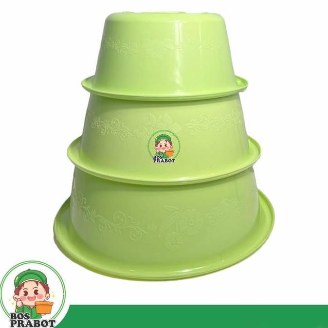 Cleaya- Baskom Plastik Beranak Isi 3 Pcs / Baskom Pink / Baskom Ungu
