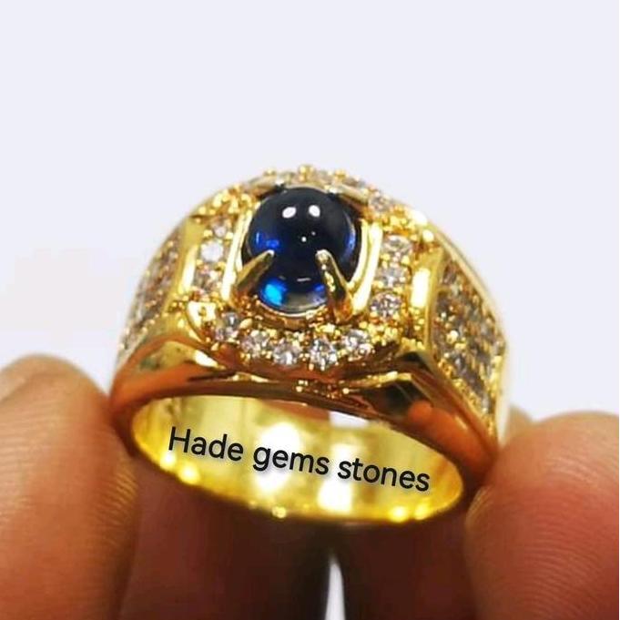 Cod,Bisa- Cincin  Harian Batu Mustika Lipan Biru Asli Bangkok Kekerasan 9'25 Mohs