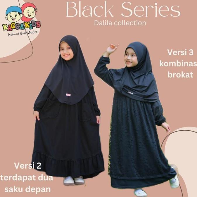 TERLARIS Gamis hitam anak perempuan | Baju muslim anak hitam | Gaun hitam Brokat anak bahan tebal ad