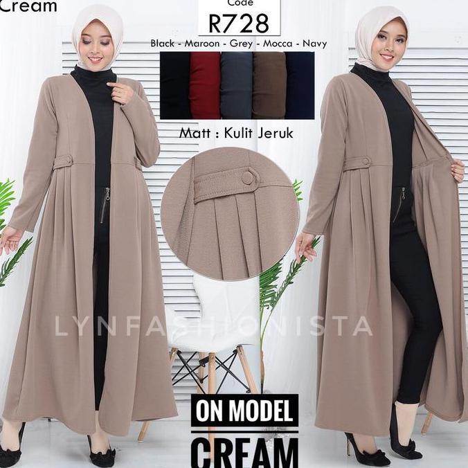 LONG CARDIGAN PANJANG OUTER WANITA MUSLIMAH JERUK TEBAL ADEM/VIKA