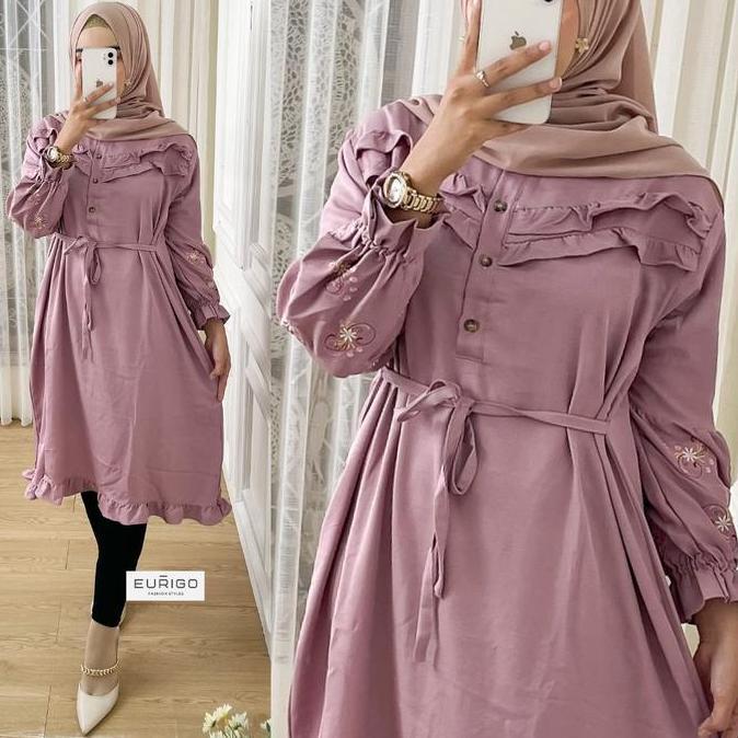 Busananew- Azzahra Grosir - Queen Dress Ld110 Tunik Wanita Busui Shakila Bordir R.13 - 321-6423