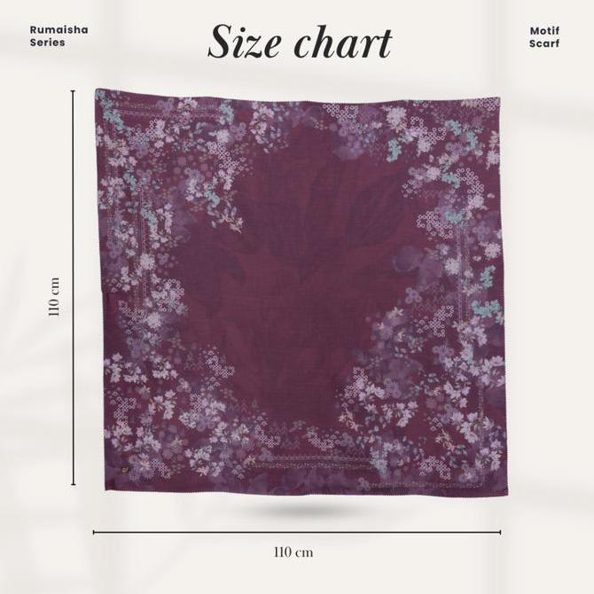 Newrilis- - Rumaisha Series Jilbab Motif Floral Kerudung Segi Empat Hijab Scarf Bahan Voal Laser Cut