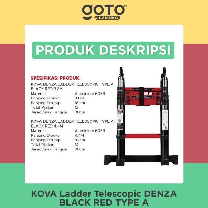 (Special Offer) Kova Denza Tangga Lipat Double Alumunium Teleskopic Ladder Teleskopik (TERBAIK) (TER