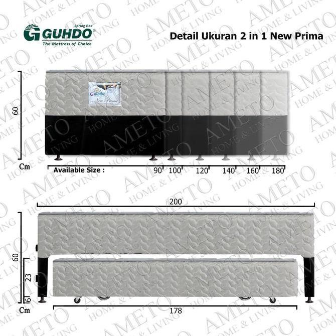 Blokx- Guhdo Spring Bed 2 In 1 New Prima 90 100 120 140 160 180X200 Hb Atlantic, Caserta, Lavela Ful