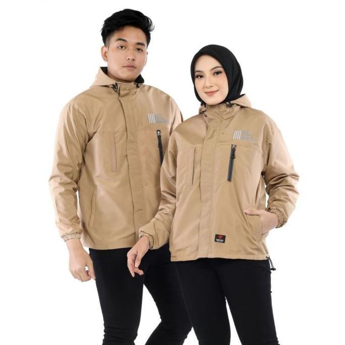 Murah Jaket Wanita Pocket Parasut Taslan Waterproof Hoodie ( Lapisan Dalam Flecee Halus Adem Nyaman 