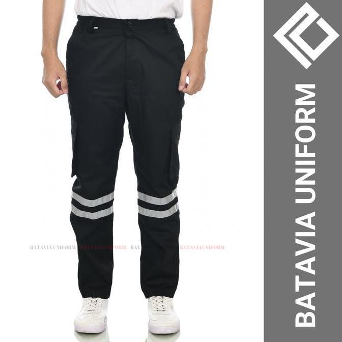 Pilihan Teratas- Celana Safety K3 Seragam Kerja Lapangan Tambang  Warna Hitam Pria Wanita Cewek Cowo