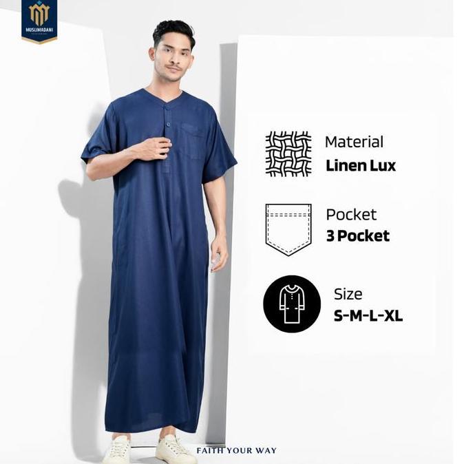Uwouwo- Muslimadani Jubah Dewasa Syafiq Gamis Pria Lengan Pendek