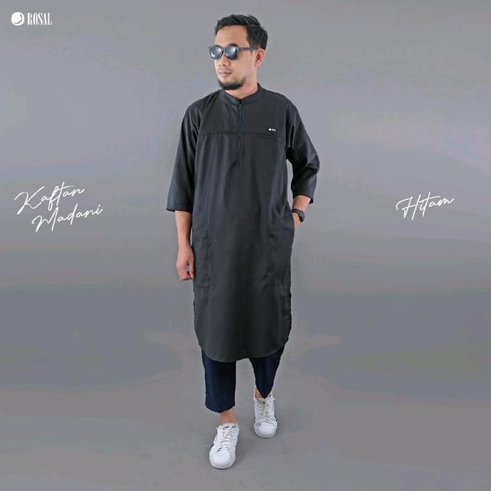 Uwouwo- Baju Koko Pria - Kurta Pakistan India - Gamis Panjang Pria - Kaftan Madani Rosal