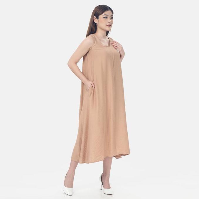 Premium Mky Clothing Caroline Midi Dress Polos Tanpa Lengan