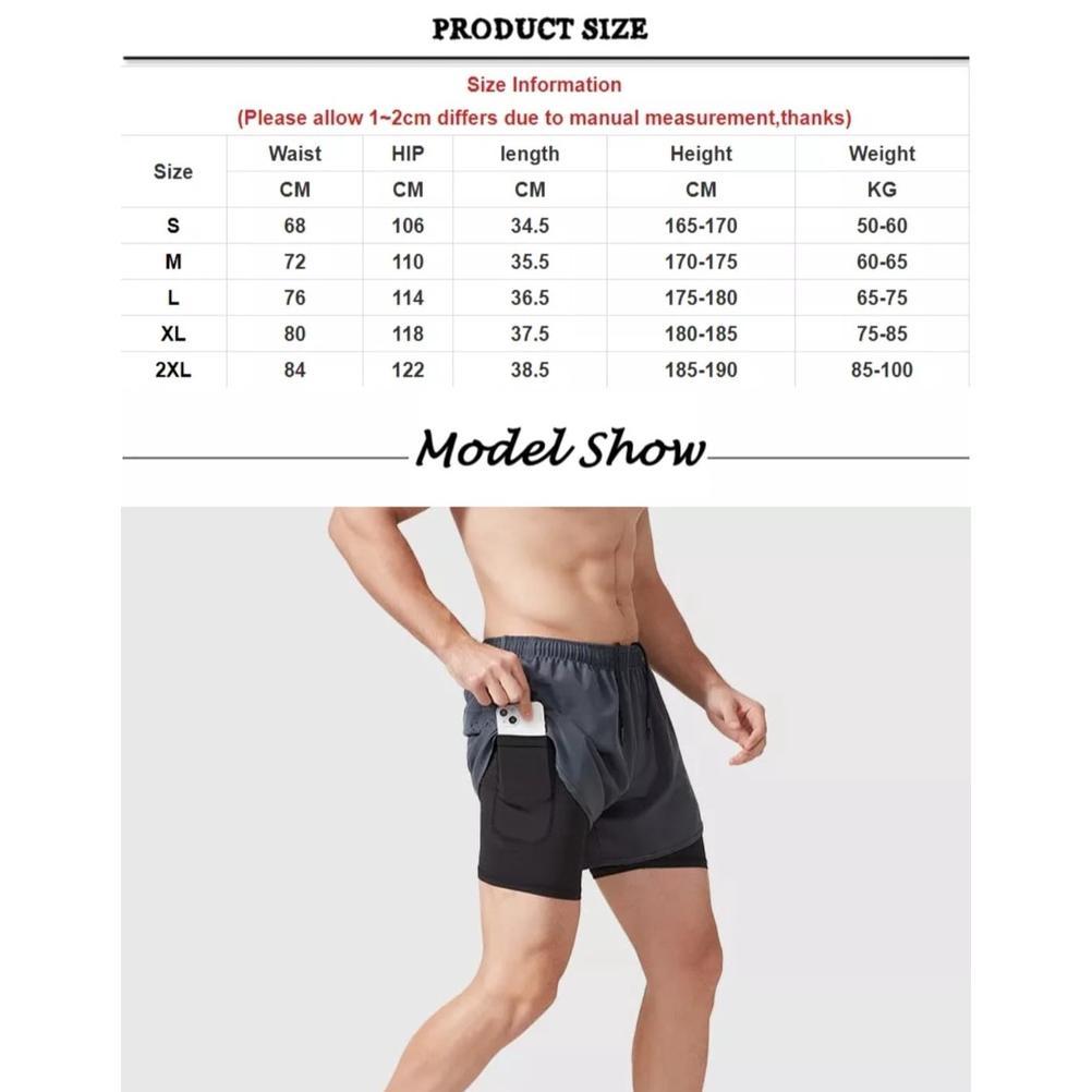Thebest- DK22 Celana Pendek Olahraga Lari Pria Gym Training Legging Sport Pria Fitness
