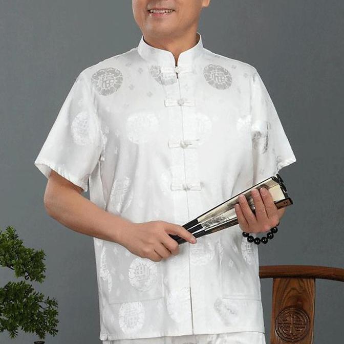 Atasan Cheongsam Pria Lengan Pendek
