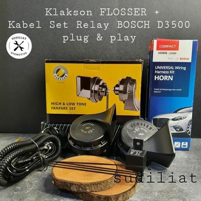 KLAKSON FLOSSER GERMANY + KABEL SET KLAKSON UNTUK MOBIL / MOTOR