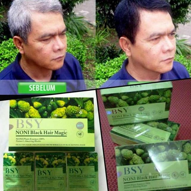 Shampo Penghitam Rambut Bsy Noni Bla Hair Magic Shampo Isi 5 Sachet Shampo Pewarna Rambut Alami Cat 