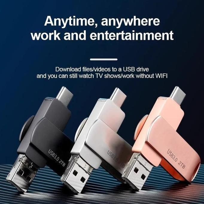 Flashdisk 4in1 IOS OTG USB Flash Drive 2TB untuk iPhone Android PC dengan Port Type-C Micro USB dan 