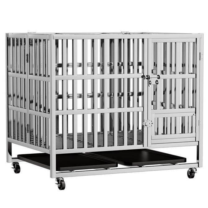 Kandang Anjing Lipat Besar Stenlis XXL - Model Terbaru / Kandang Anjing Kucing Jumbo / Kandang Stain