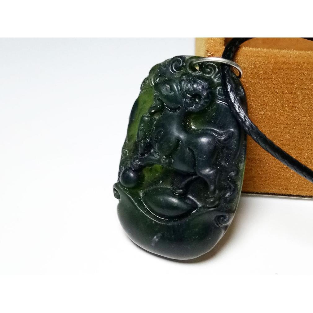 VeE Kalung Liontin Batu Giok Hitam Berukir Shio Kambing Mini - Liontin Terapi Kesehatan