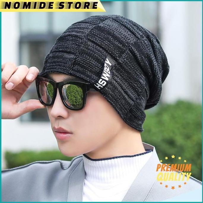 Topi Kupluk Beanie HSWBOY Kupluk Wool Winter Kupluk Rajut Pria Wanita