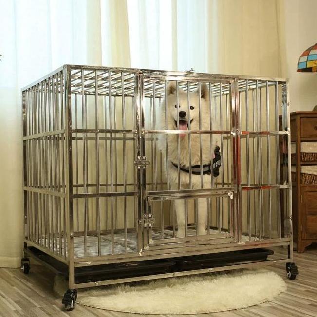 PromoNatalKangdang Anjing Besi lipat besar Dayang kuat anti karat Stainless Dog Cage Penebalan Tabun
