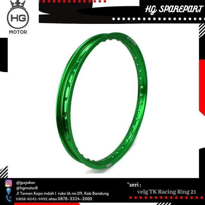 VELG DEPAN TK RACING ORIGINAL 160 21 BRIGHT WM SILVER GREEN 36 HOLE (TERBAIK) (TERBARU) (TERMURAH)
