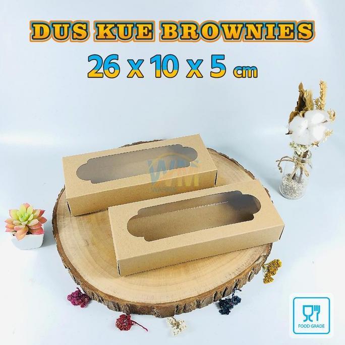 (isi 50pcs) Dus Box Brownies 26x10x5 / Kotak Kue Cake / Kardus Bolen / Box Donat isi 3 / Dus Kue Bro