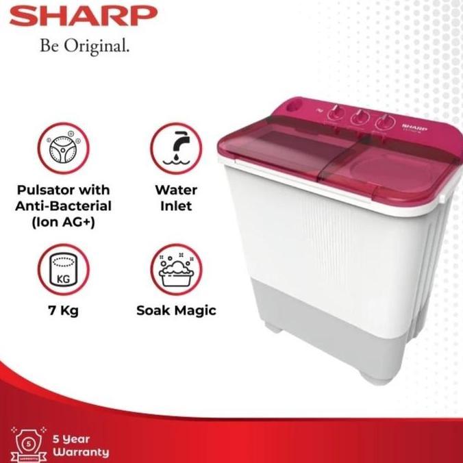 Terlaris Sharp Mesin Cuci 2 Tabung 7 Kg Es-T75Nt Sharp Mesincuci 2Tabung 7Kg Est-75 Nt Sharp Mesin C