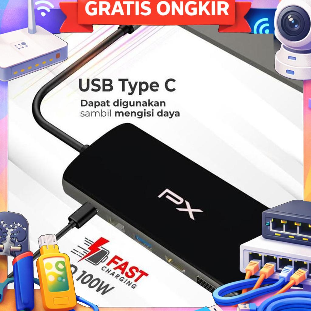 Hub Converter Type C 3.1 Laptop Hdmi Usb 12 In 1 Px Uch120B