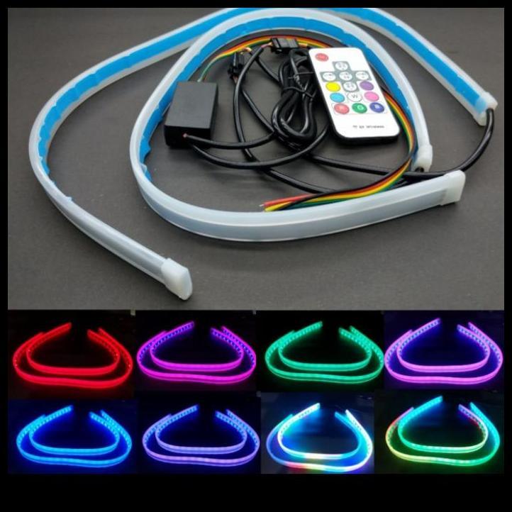 TERMURAH LAMPU ALIS RGB FULL WARNA FLEXIBLE 60 CM REMOTE MOBIL ALL NEW BRIO 18 