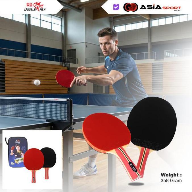 Bat Pingpong DoubleFish *2 + Cover | Tenis Meja | Bat Pingpong Tenis Meja 2 Star (TERBAIK) (TERBARU)