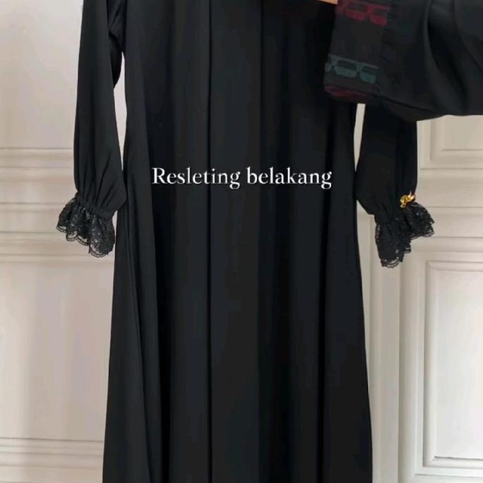 Promo Gamis Darby/ Dnl Ruxury Original Tangan Renda Jetblack