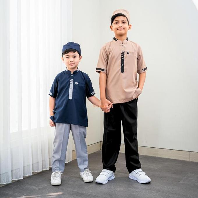 Sale Orizano Baju Koko Anak Laki Laki Raffi Kids - Setelan Koko Anak Laki-Laki Toyobo Fodu Motif Sim