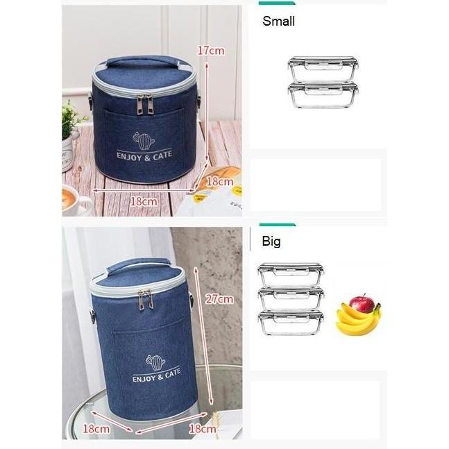 Thebest- Tas Kotak Bekal Rantang 3 Susun Model Bulat Tas Bekal Lauch Bag