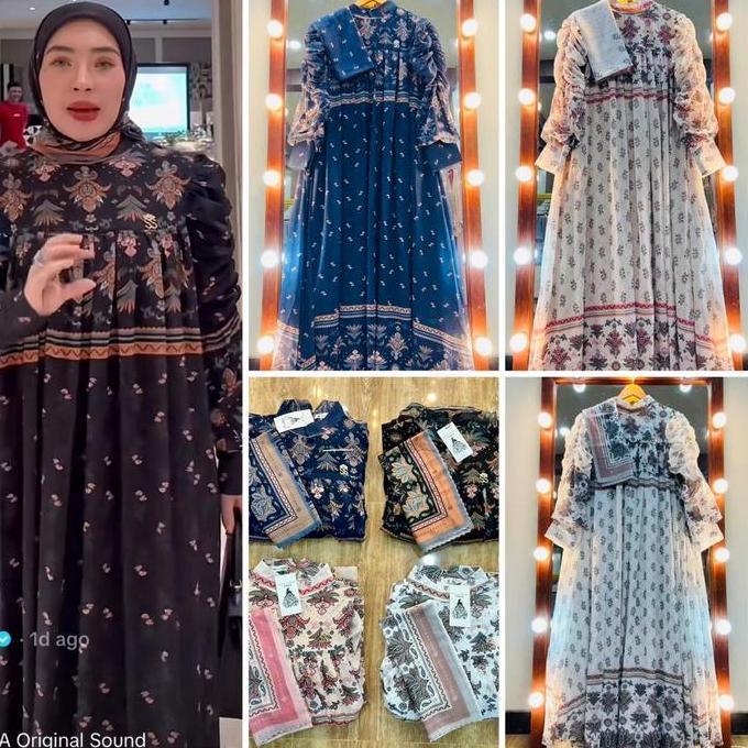Promo Shellasaukia Gamis Monogram Langka Viral Set Hijab Shellasaukia Ori Gamis Monocrome Gamis Shel