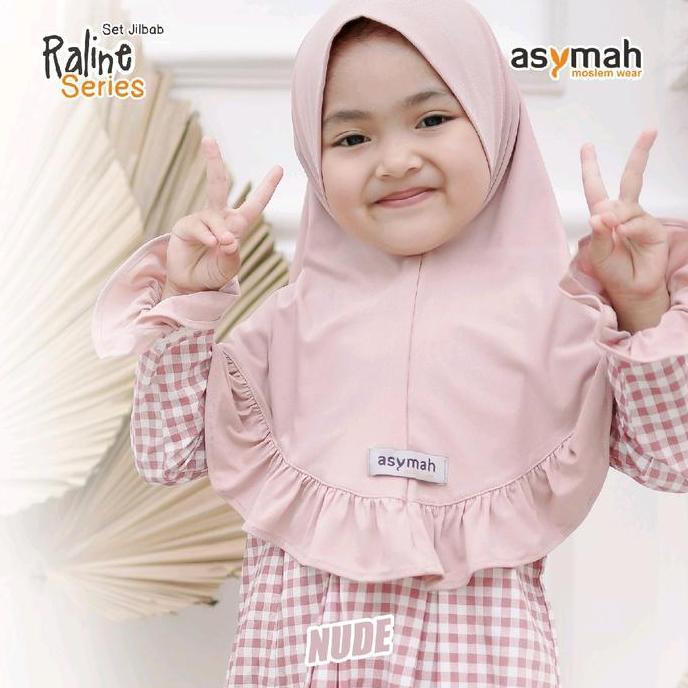 Grosir Limited Edition  Gamis Anak Kotak-Kotak Bahan Katun Raline Series Warna Nude By Asymah